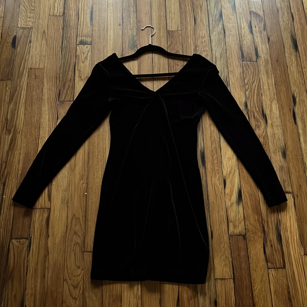 Frederick’s of Hollywood Velour V-Neck Mini Dress